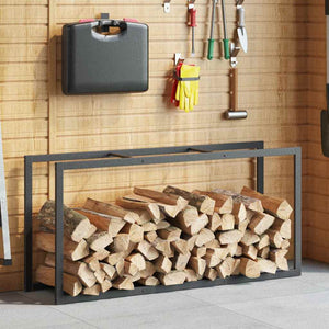 Brennholzregal Schwarz Stahl 55x30x116cm