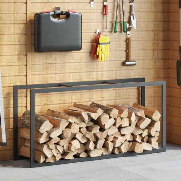 Brennholzregal Schwarz Stahl 55x30x116cm