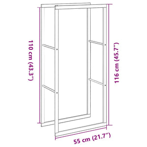 Brennholzregal Schwarz Stahl 55x30x116cm