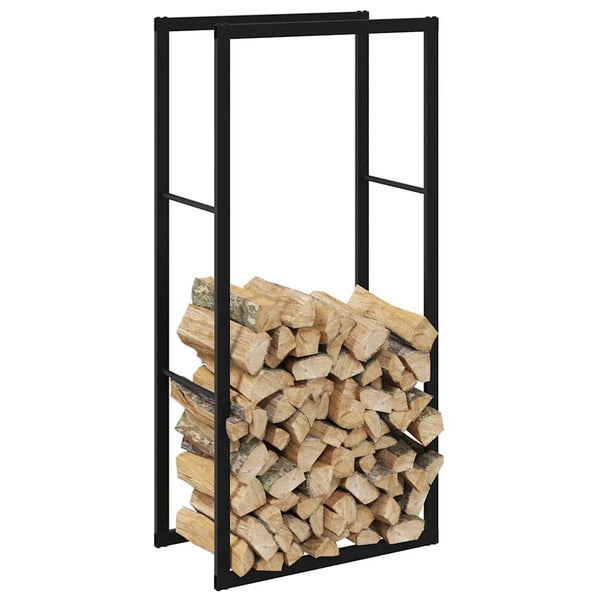 Brennholzregal Schwarz Stahl 55x30x116cm