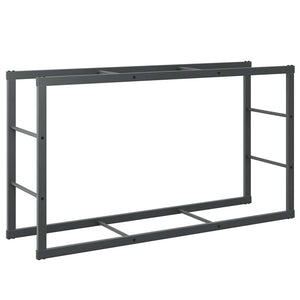 Schwarzes Brennholzregal aus Stahl, 110 cm