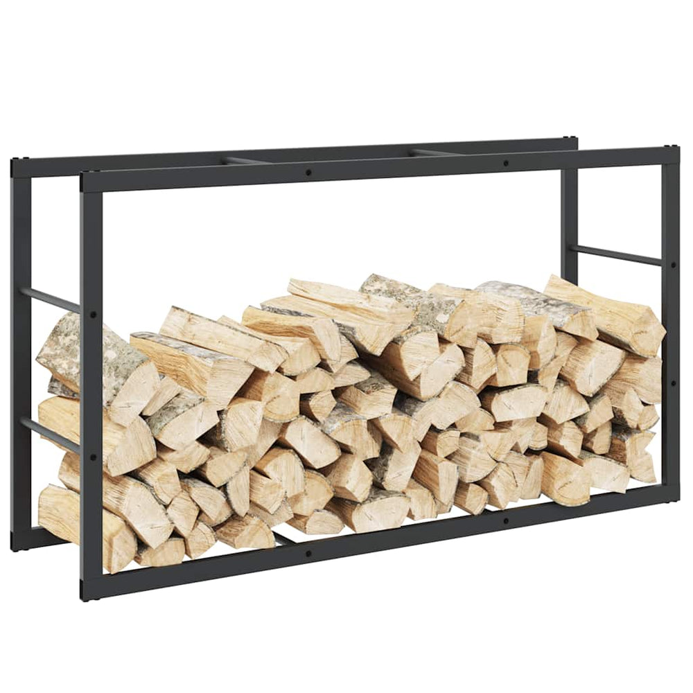 Schwarzes Brennholzregal aus Stahl, 110 cm