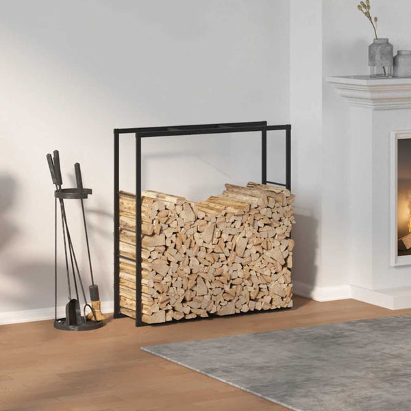 Schwarzes Stahl Brennholzregal 110x30x116cm