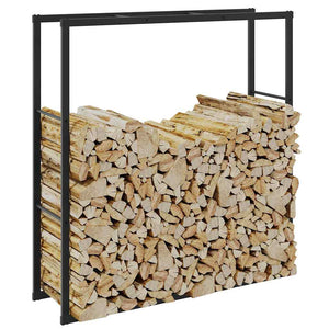 Schwarzes Stahl Brennholzregal 110x30x116cm
