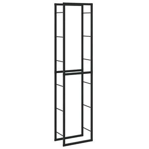 Schwarzes Brennholzregal aus Stahl 50x30x209 cm