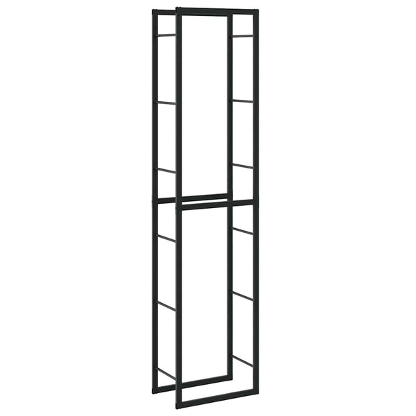 Schwarzes Brennholzregal aus Stahl 50x30x209 cm
