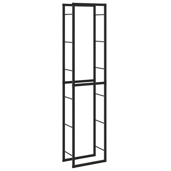 Schwarzes Brennholzregal aus Stahl 50x30x209 cm