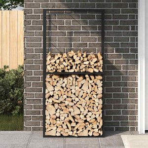 Brennholzregal Schwarz Stahl 100x30x209 cm
