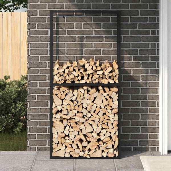 Brennholzregal Schwarz Stahl 100x30x209 cm
