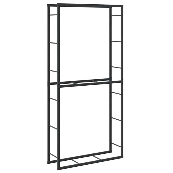 Brennholzregal Schwarz Stahl 100x30x209 cm