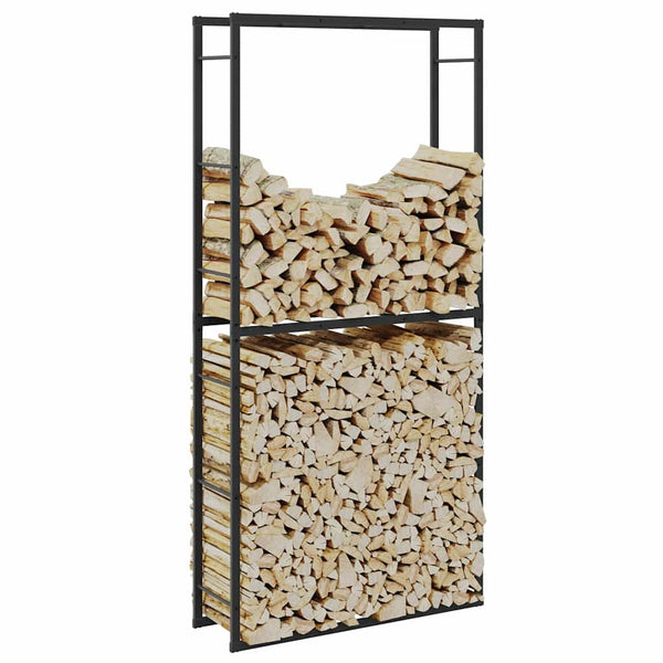 Brennholzregal Schwarz Stahl 100x30x209 cm