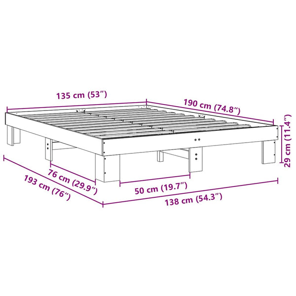 Eichenbettgestell 135x190 cm ohne Matratze