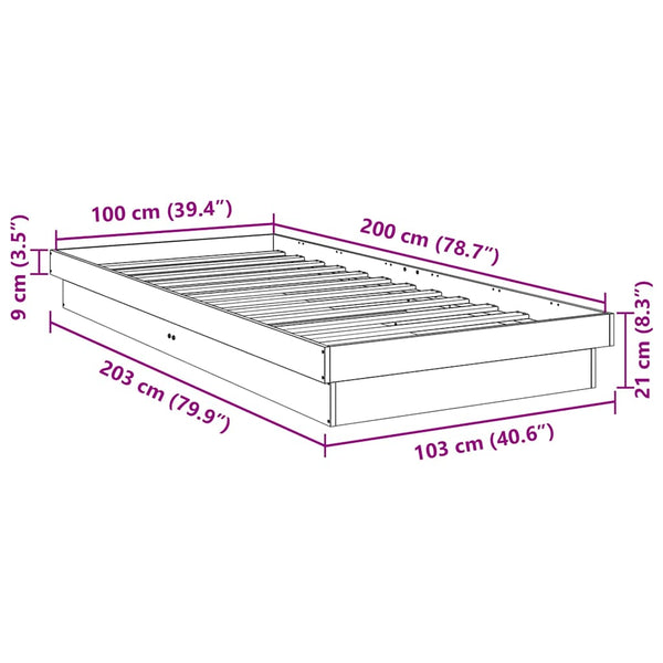 Massivholzbett 100x200 cm Eiche ohne Matratze