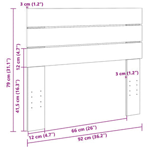 Kopfteil 90 cm Eiche Massivholz