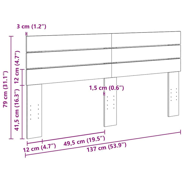 Kopfteil 135 cm Eiche Massivholz