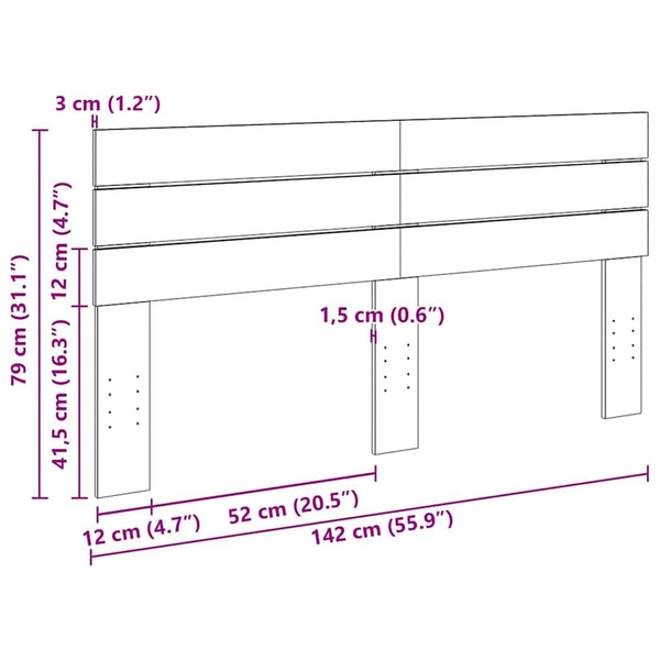 Kopfteil 140 cm Eiche Massivholz