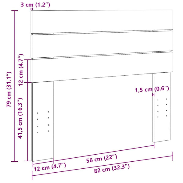 Kopfteil 80 cm Eiche Massivholz