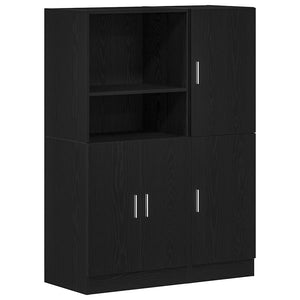 2-tlg Küchenschrank Set Schwarz