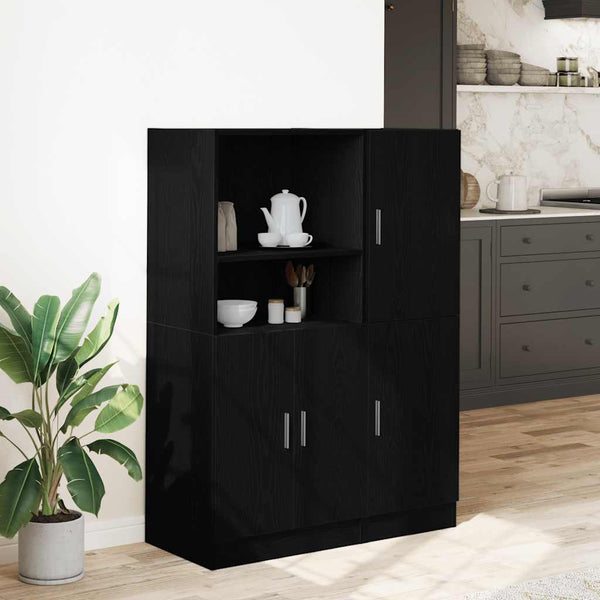 2-tlg Küchenschrank Set Schwarz