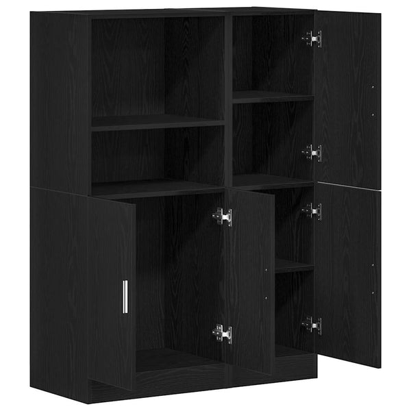 2-tlg Küchenschrank Set Schwarz