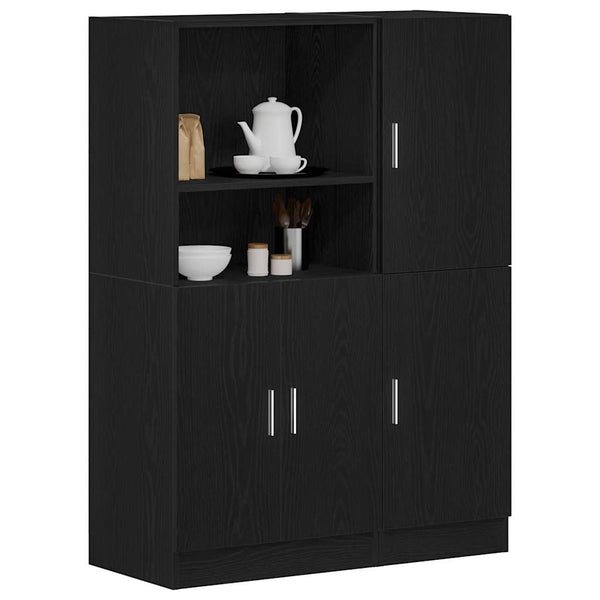 2-tlg Küchenschrank Set Schwarz