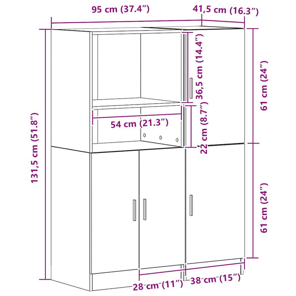 Küchenschrank Set 2-teilig Räuchereiche