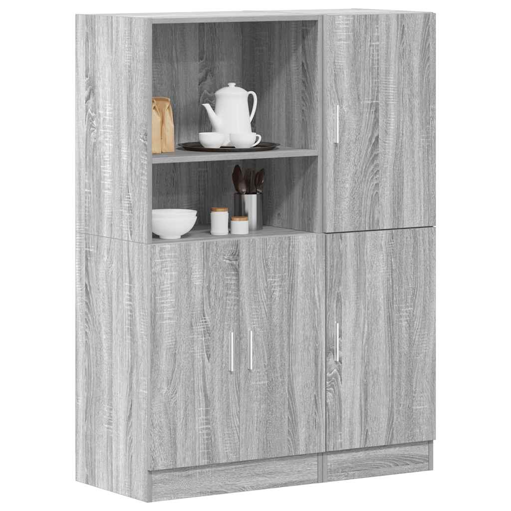 2-tlg Küchenschrank Set Grau Sonoma