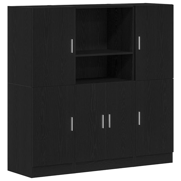 3-tlg Küchenschrank Set Schwarz