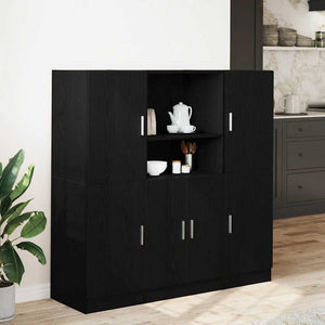 3-tlg Küchenschrank Set Schwarz