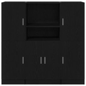 3-tlg Küchenschrank Set Schwarz