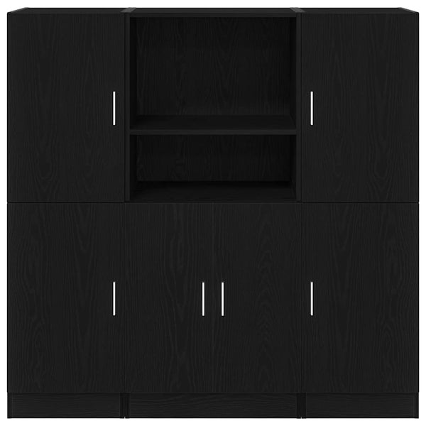 3-tlg Küchenschrank Set Schwarz