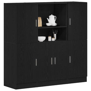 3-tlg Küchenschrank Set Schwarz