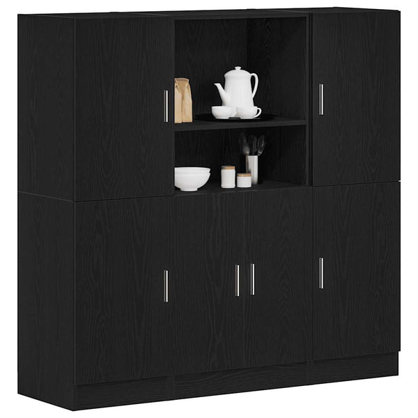 3-tlg Küchenschrank Set Schwarz