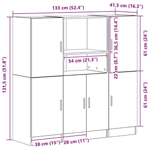 3-tlg Küchenschrank Set Sonoma Eiche