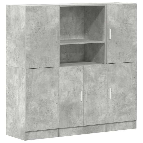 3-tlg Küchenschrank-Set Betongrau