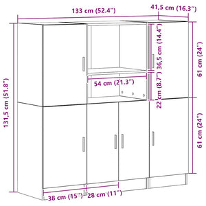 3-tlg Küchenschrank-Set Betongrau