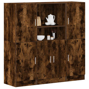 3-tlg Küchenschrank Set Räuchereiche