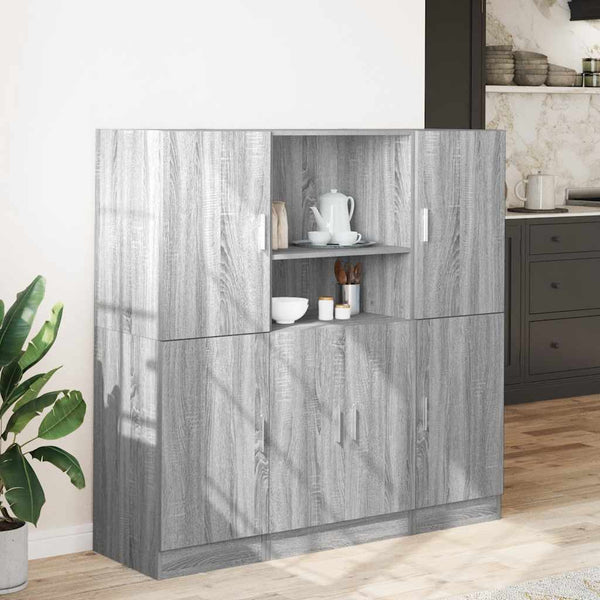 3-tlg Küchenschrank Set Grau Sonoma