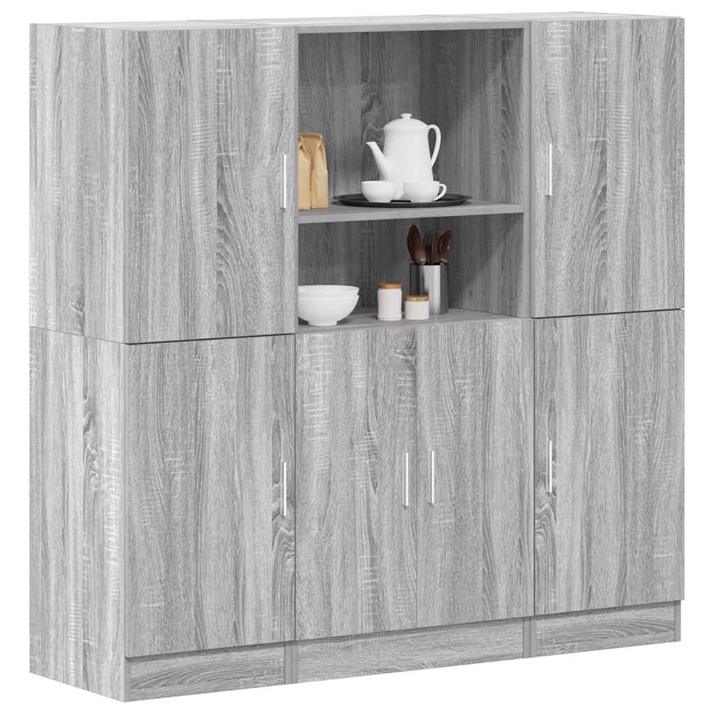 3-tlg Küchenschrank Set Grau Sonoma