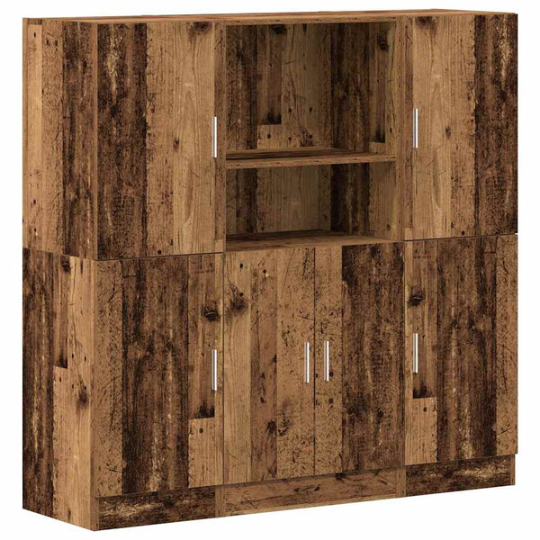 3-tlg Küchenschrank Set Altholz-Optik
