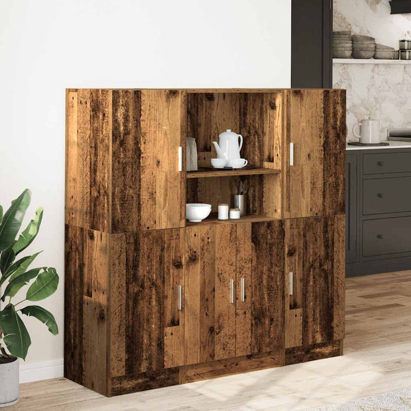 3-tlg Küchenschrank Set Altholz-Optik