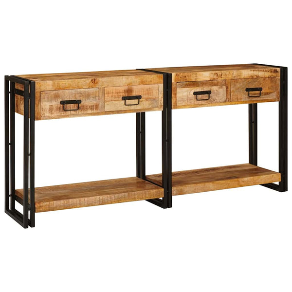 Massivholz Konsolentische 2er Set Braun