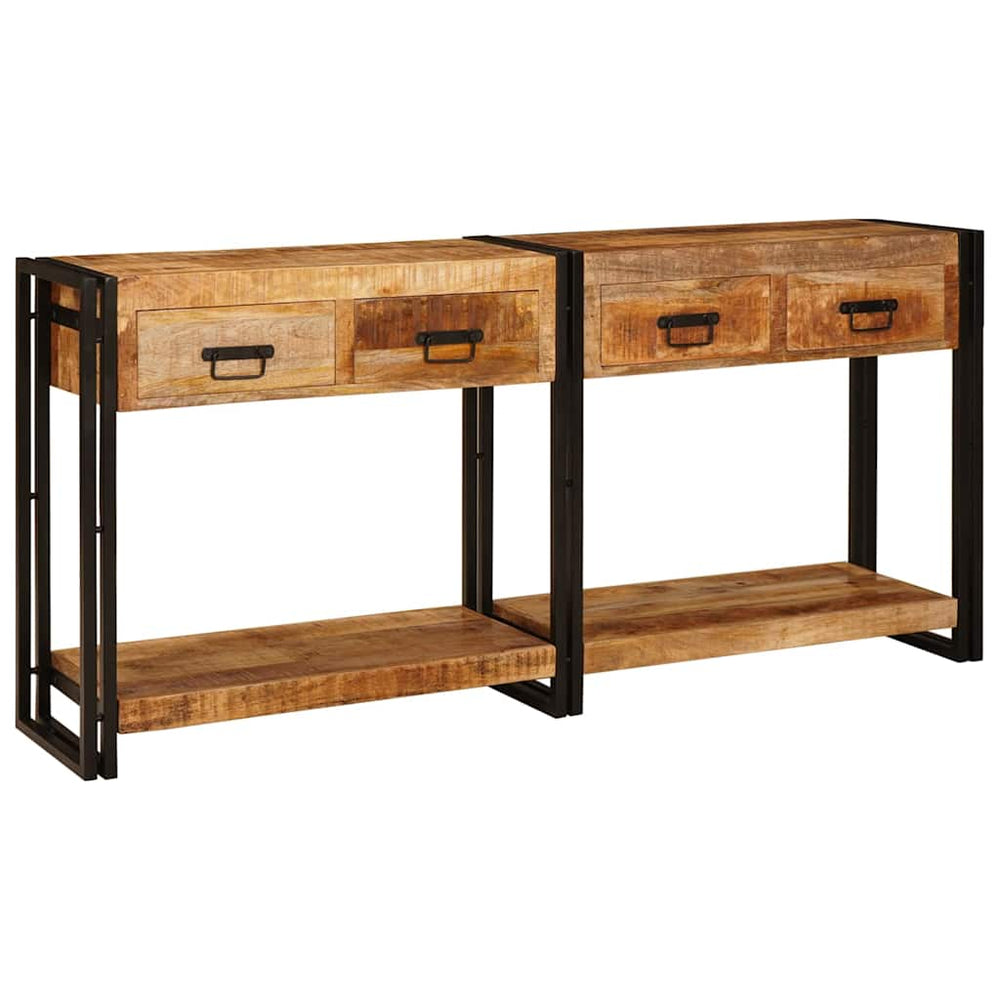 Massivholz Konsolentische 2er Set Braun