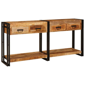 Massivholz Konsolentische 2er Set Braun