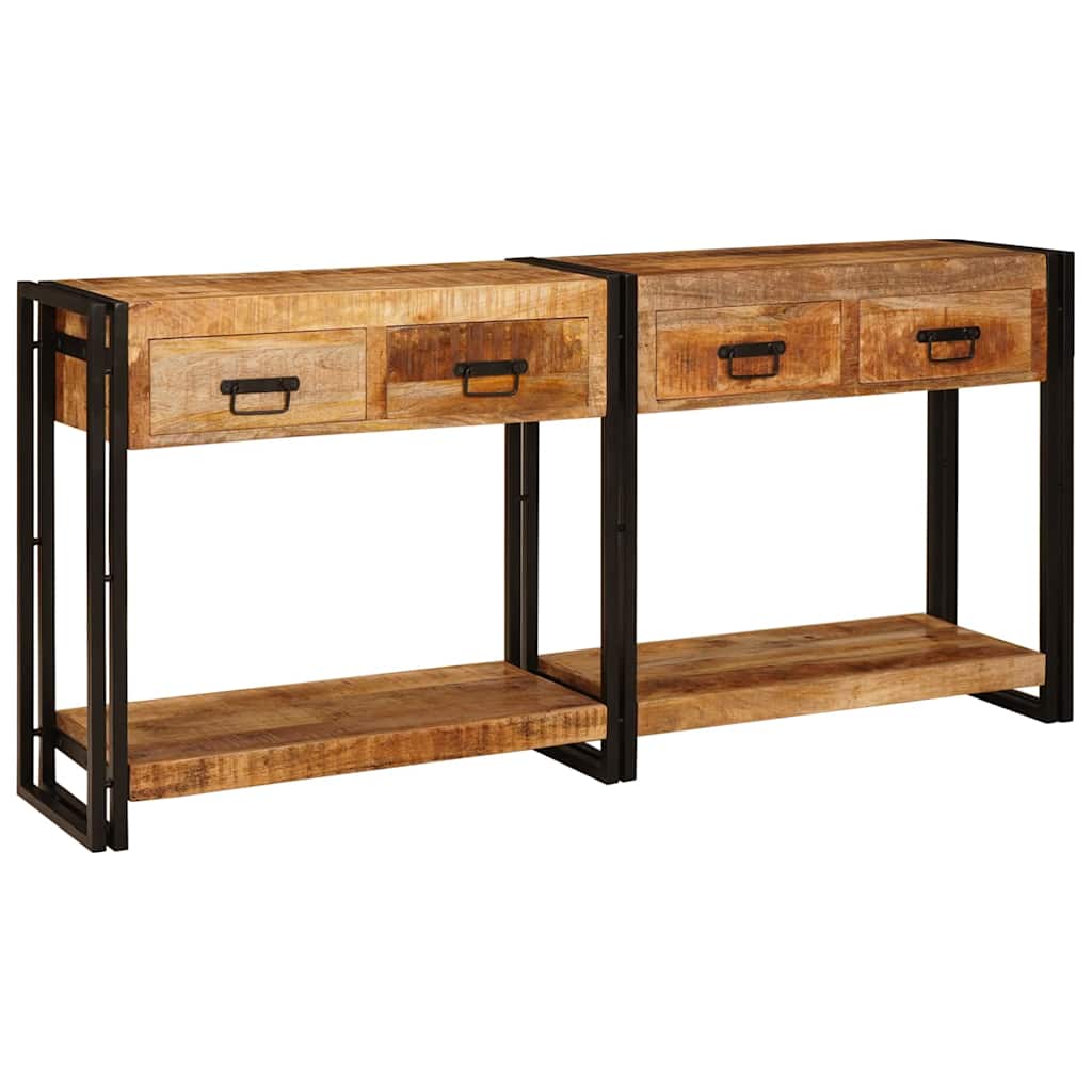 Massivholz Konsolentische 2er Set Braun