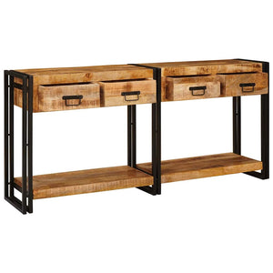Massivholz Konsolentische 2er Set Braun
