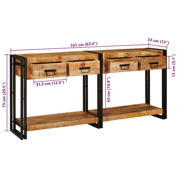 Massivholz Konsolentische 2er Set Braun