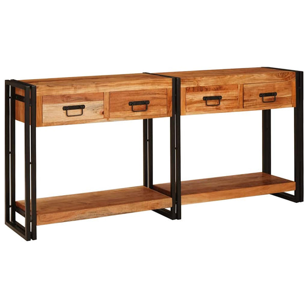 Konsolentische 2er Set Akazie Massivholz Braun