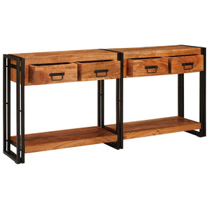 Konsolentische 2er Set Akazie Massivholz Braun