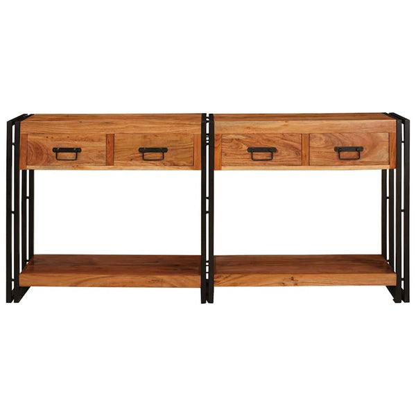 Konsolentische 2er Set Akazie Massivholz Braun